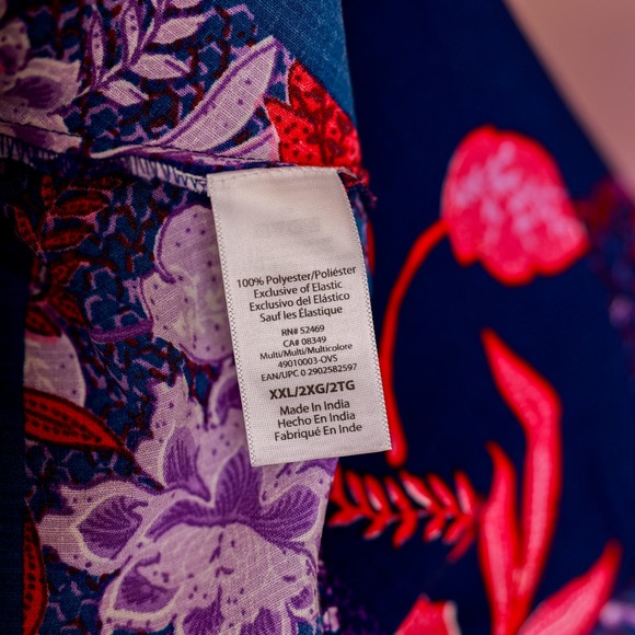 Sofia Vergara Women's Blue Pink Flutter Sleeve Floral Blouse Plus Size XXL - Picture 4 of 7